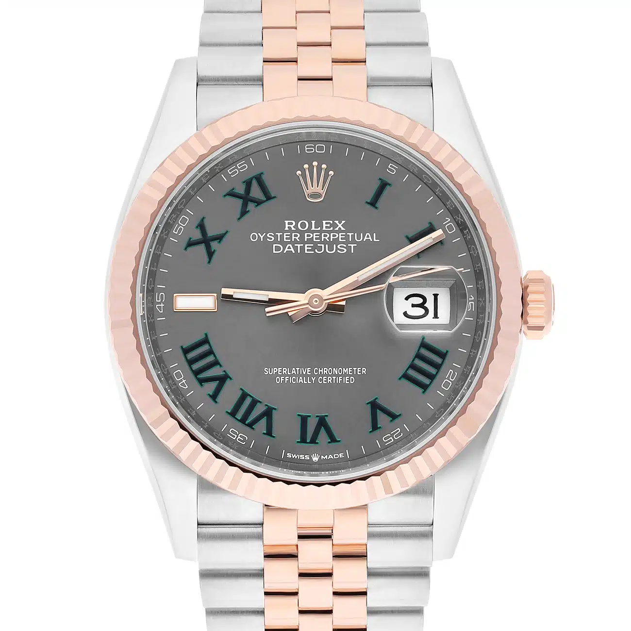 Rolex Datejust 126231-0029 36MM Wimbledon Roman Dial Jubilee Bracelet Stainless Steel&Rose Gold Watch 2024 – image 3