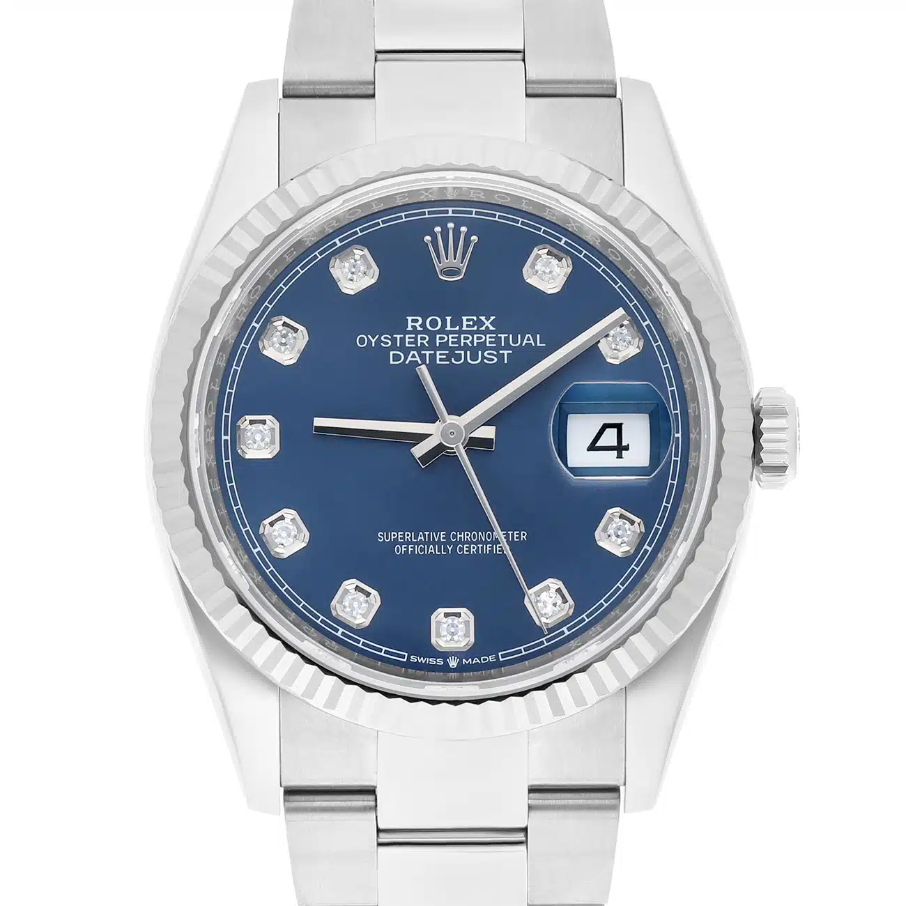 Rolex Datejust 126234-0038 36mm Blue Diamond Dial Fluted Bezel Oyster Bracelet Stainless Steel Watch 2020 – image 3