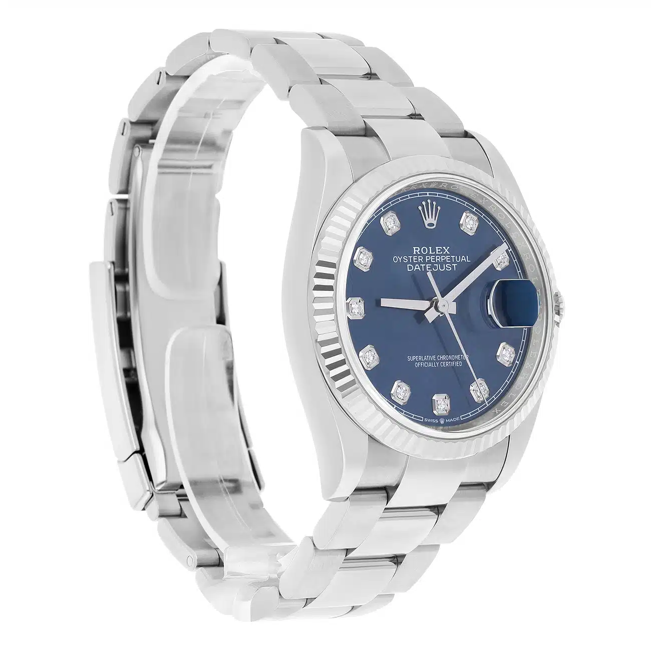 Rolex Datejust 126234-0038 36mm Blue Diamond Dial Fluted Bezel Oyster Bracelet Stainless Steel Watch 2020 – image 4