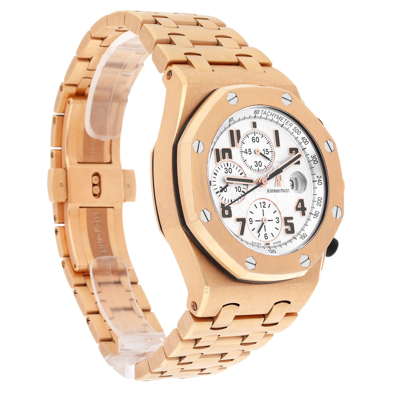 Audemars Pigue Royal Oak Offshore 26170OR.OO.1000OR.01 42MM Silver Tapisserie Dial 18kt Rose Gold Watch - 2017