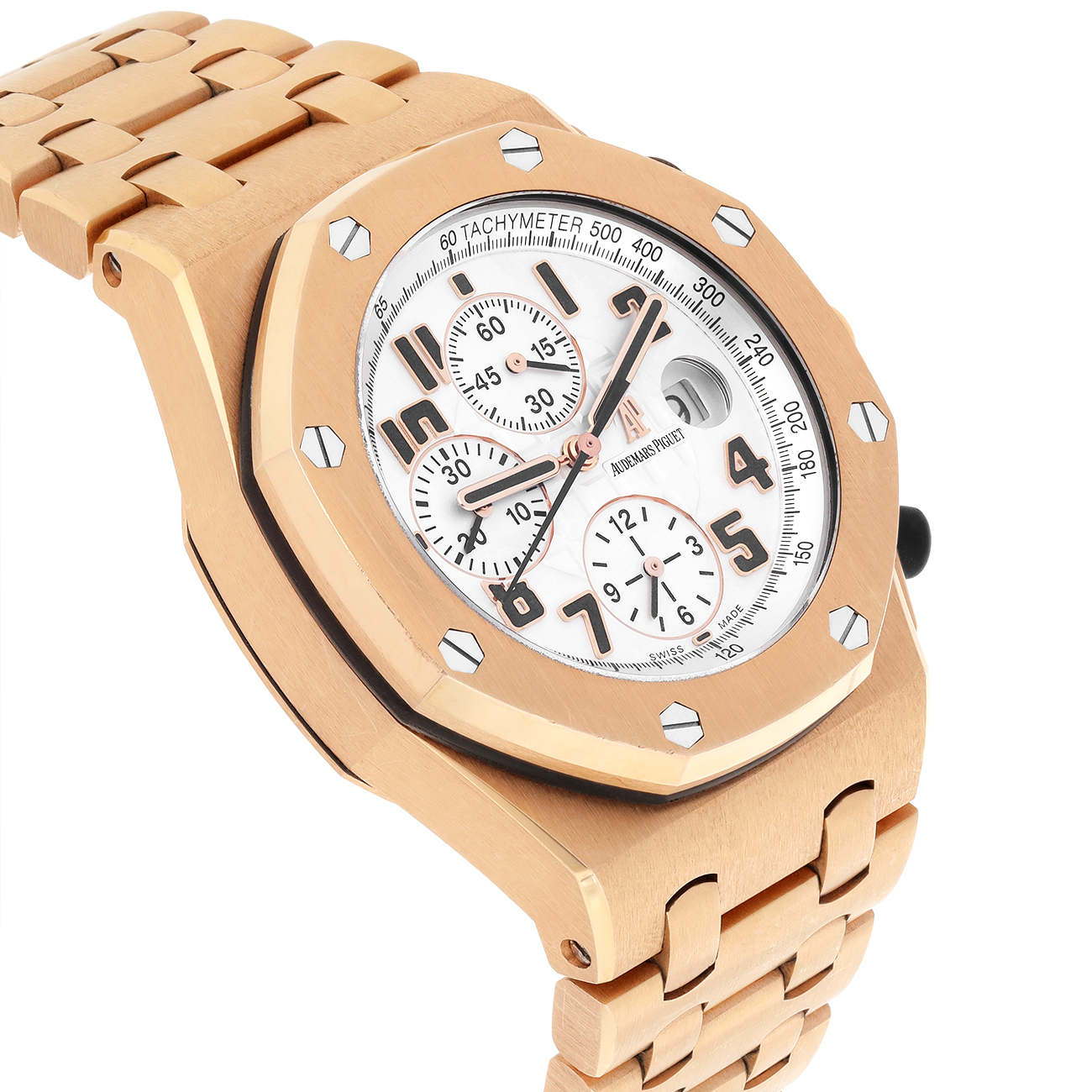 Audemars Pigue Royal Oak Offshore 26170OR.OO.1000OR.01 42MM Silver Tapisserie Dial 18kt Rose Gold Watch - 2017