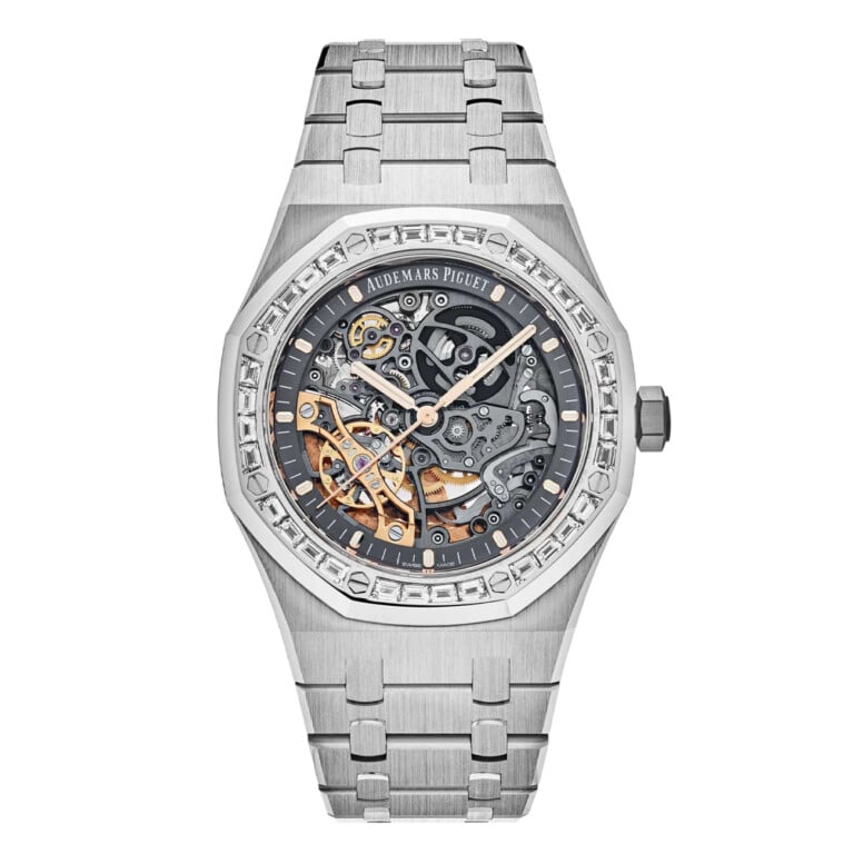 Audemars Piguet Royal Oak 15412BC.ZZ.1220BC.01 41mm Skeleton Dial Diamond Bezel White Gold Watch