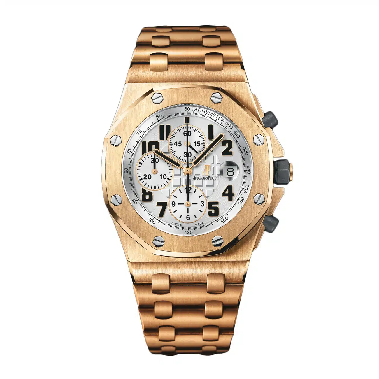 Audemars Piguet Royal Oak Offshore 26170OR.OO.1000OR.01 42MM Silver Tapisserie Dial 18kt Rose Gold Watch - 2017