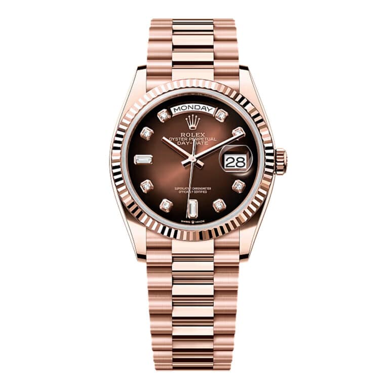 Rolex Day-Date 128235-0037 Rose Gold with Brown ombré Diamond Dial