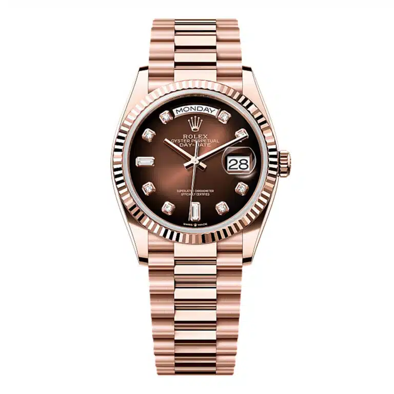 Rolex Day-Date 128235-0037 Rose Gold with Brown ombré Diamond Dial