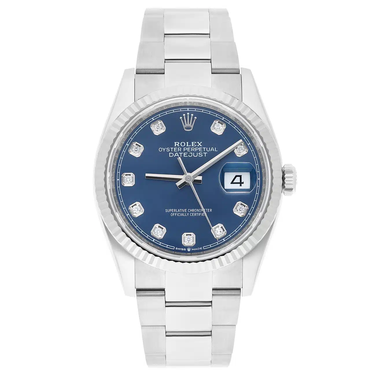 Rolex Datejust 126234-0038 36mm Blue Diamond Dial Fluted Bezel Oyster Bracelet Stainless Steel Watch 2020 – image 2