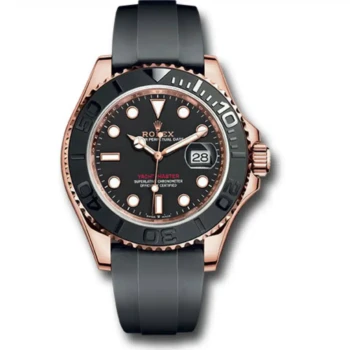 Rolex Yachtmaster 126655-0002 Rose Gold with Black Rubber Watch 2024