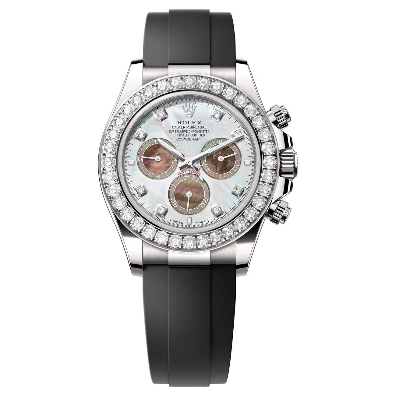 Rolex Daytona 126589RBR-0001 White And Black Mother of Pearl Dial 40 MM Oysterflex