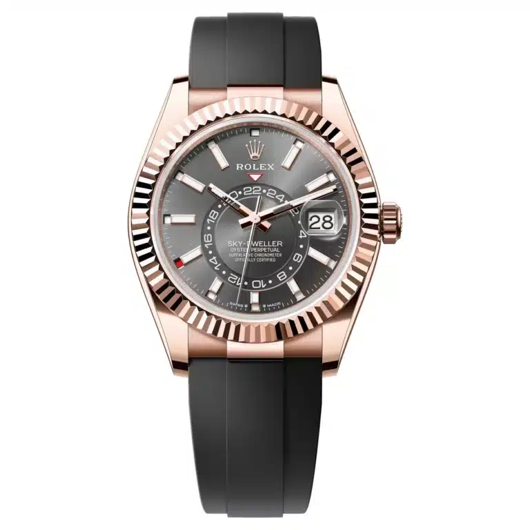 Rolex Sky-Dweller 336235-0004 Rose Gold and Rubber Slate Index Dial