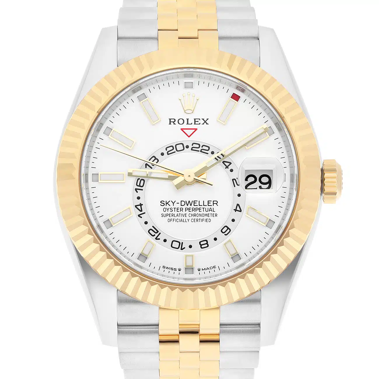 Rolex Sky-Dweller 336933-0006 Fluted Bezel White Index Dial Two Tone Jubilee Bracelet – image 3