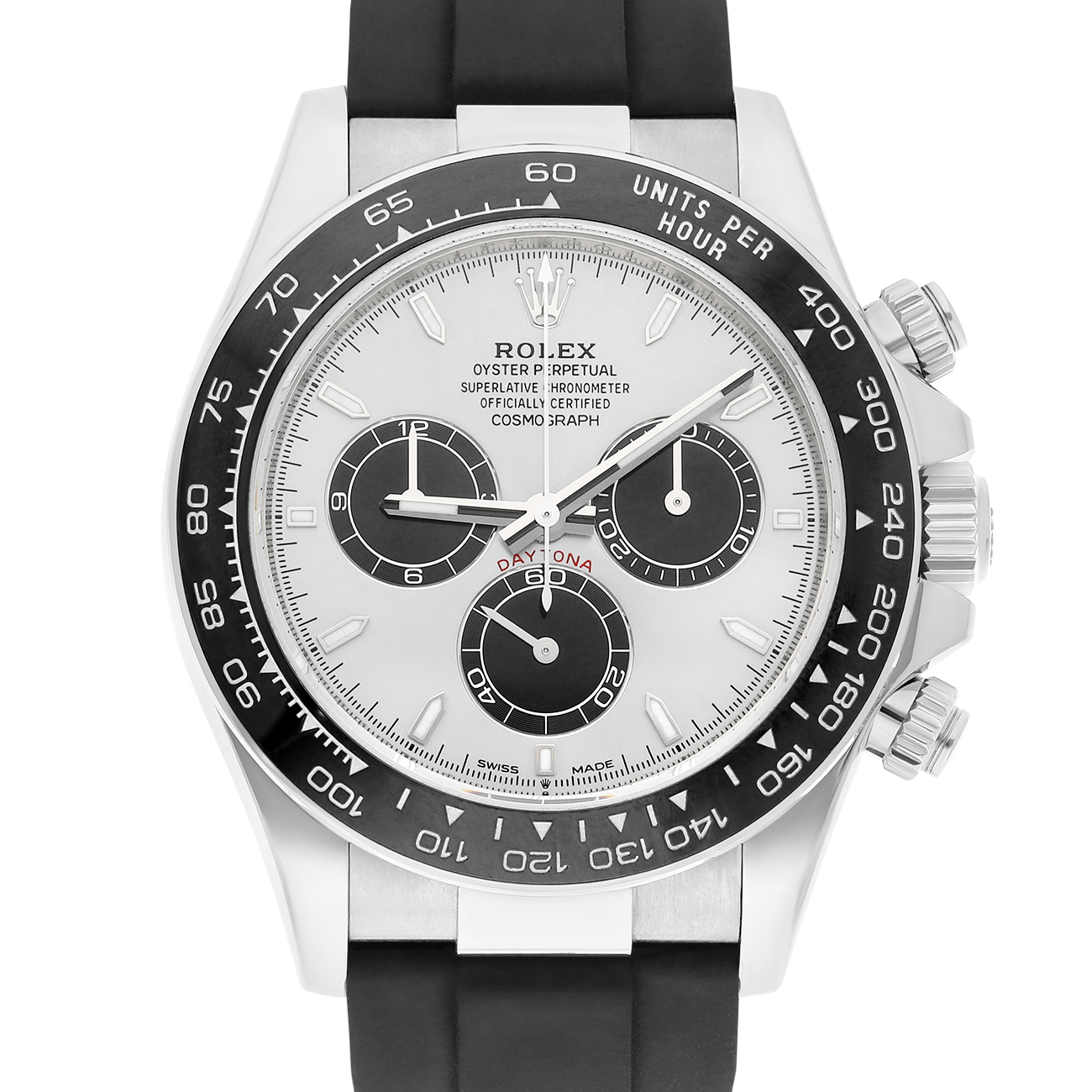 Rolex Daytona 126519ln-0006 40mm Grey Index Dial Black Rubber Strap White Gold Watch - 2025