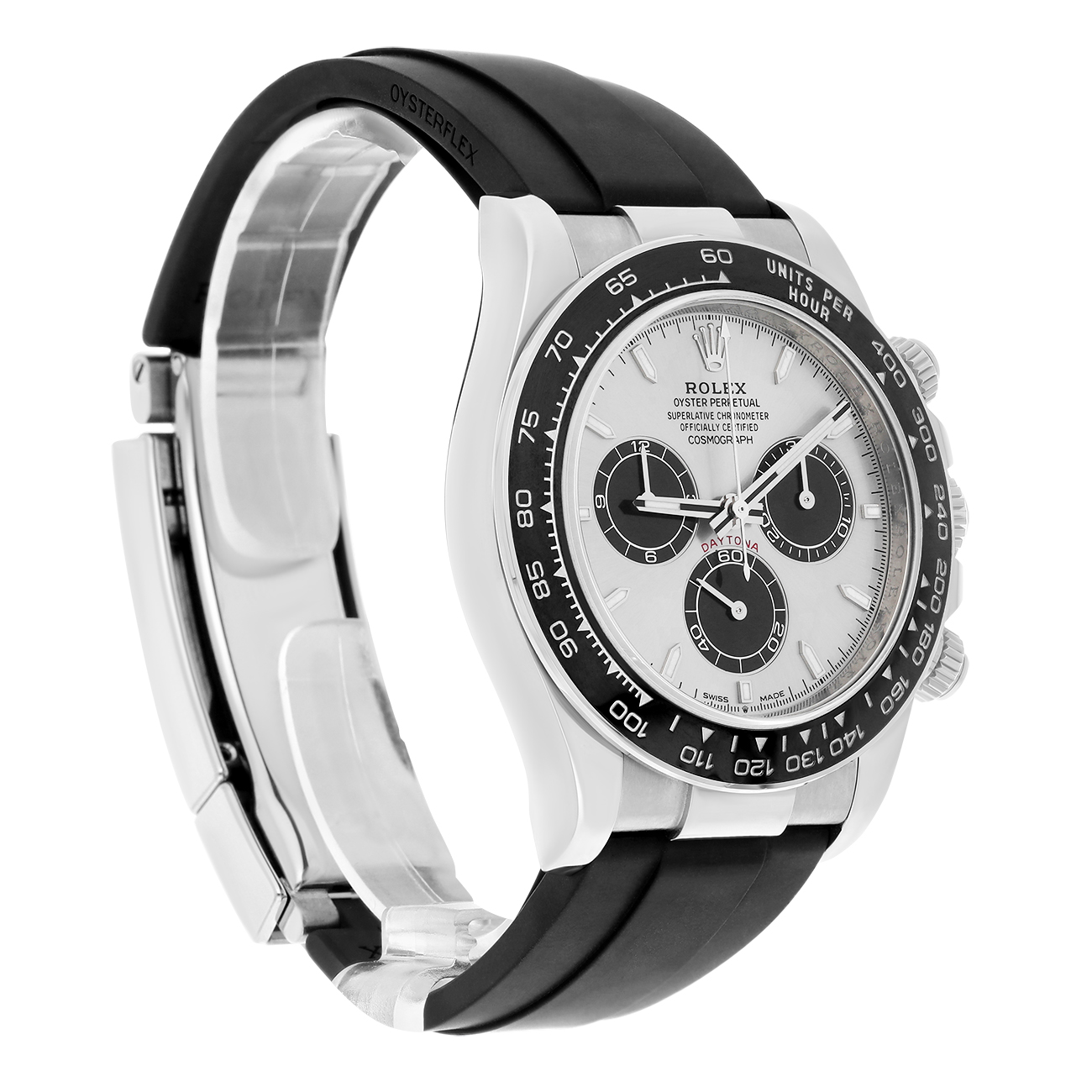 Rolex Daytona 126519ln-0006 40mm Grey Index Dial Black Rubber Strap White Gold Watch - 2025