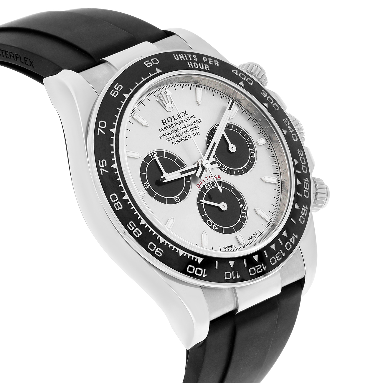 Rolex Daytona 126519ln-0006 40mm Grey Index Dial Black Rubber Strap White Gold Watch - 2025
