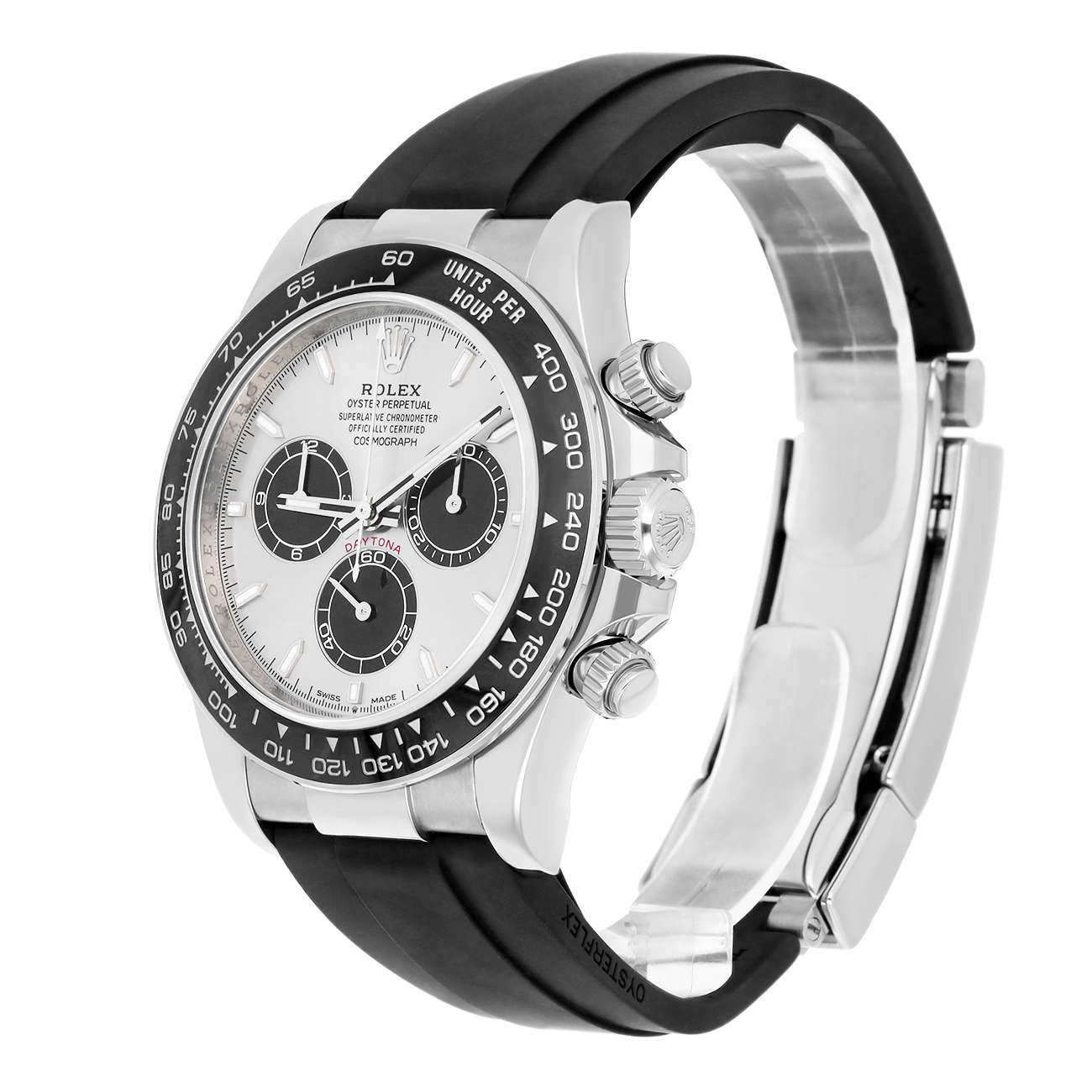 Rolex Daytona 126519ln-0006 40mm Grey Index Dial Black Rubber Strap White Gold Watch - 2025