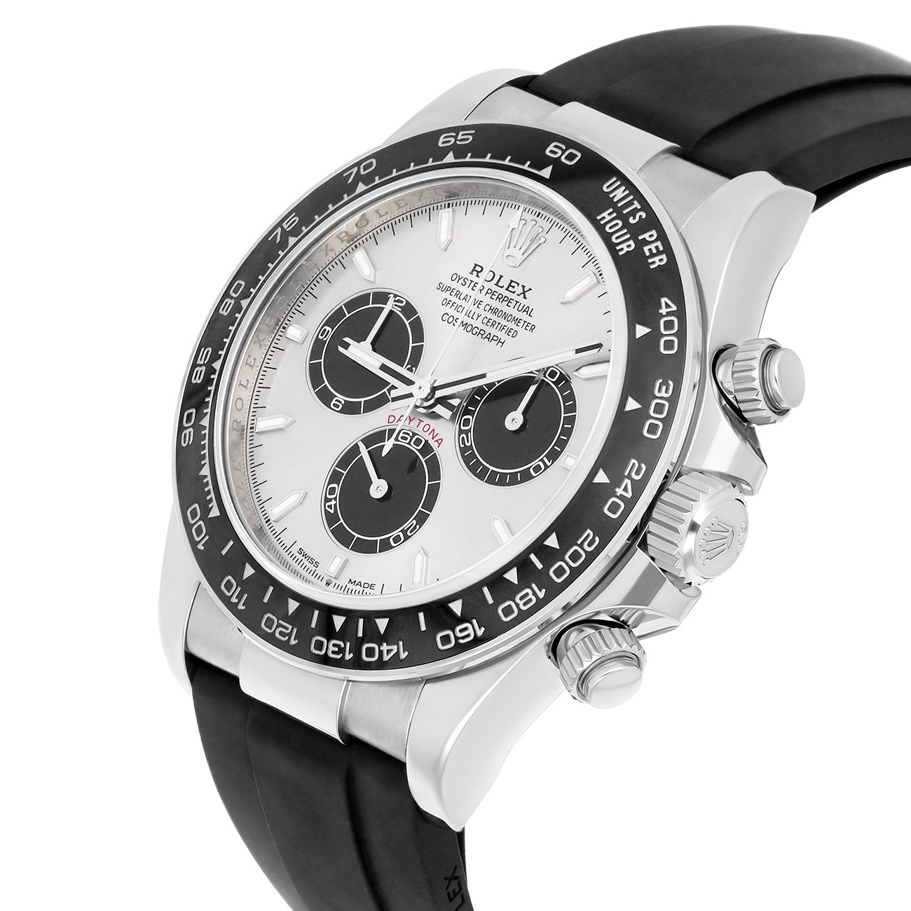 Rolex Daytona 126519ln-0006 40mm Grey Index Dial Black Rubber Strap White Gold Watch - 2025