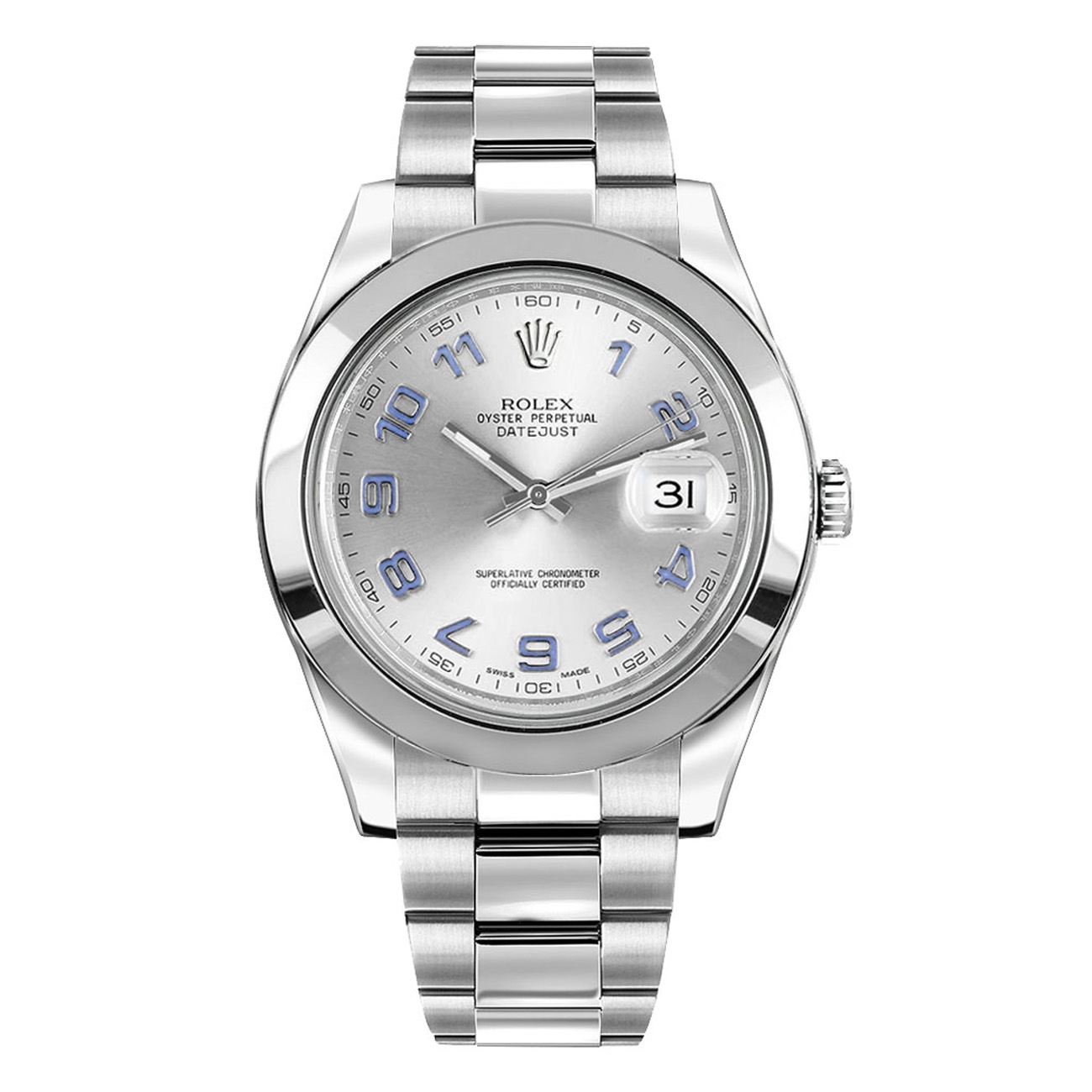 Rolex Datejust II 116300 Grey Arabic Dial 41mm Smooth Bezel Oyster Bracelet Stainless Steel Watch