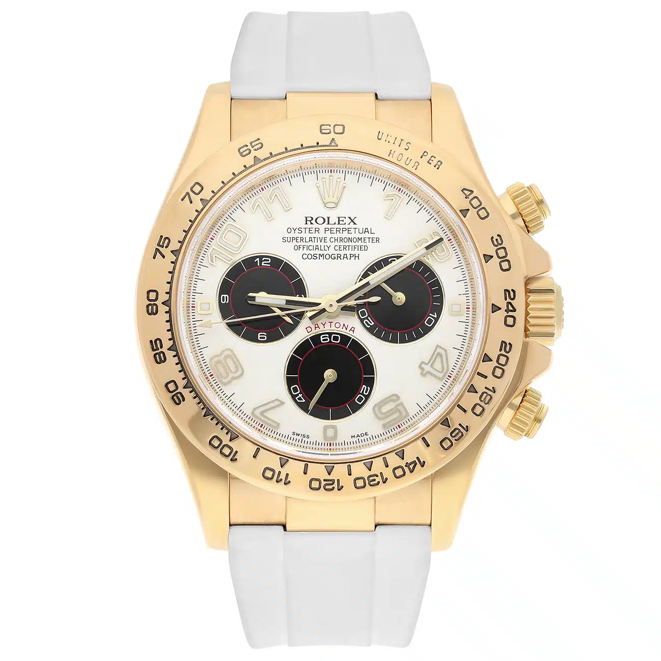 Rolex Cosmograph Daytona 116518 40mm White Arabic Dial Tachymeter Bezel Yellow Gold Watch 2013