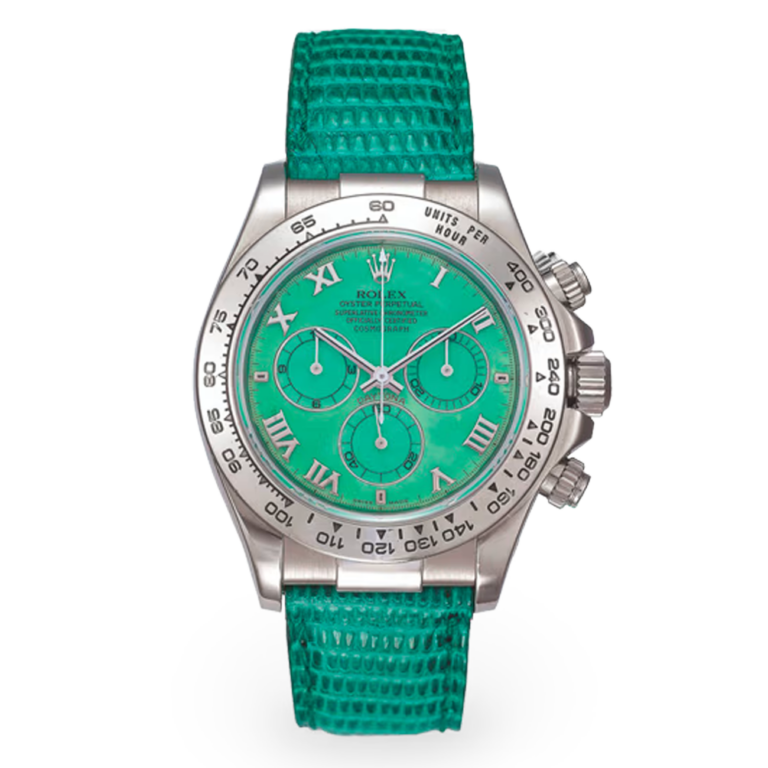 Rolex Cosmograph Daytona 116519 Green Dial Green Strap 18k White Gold Mens Watch