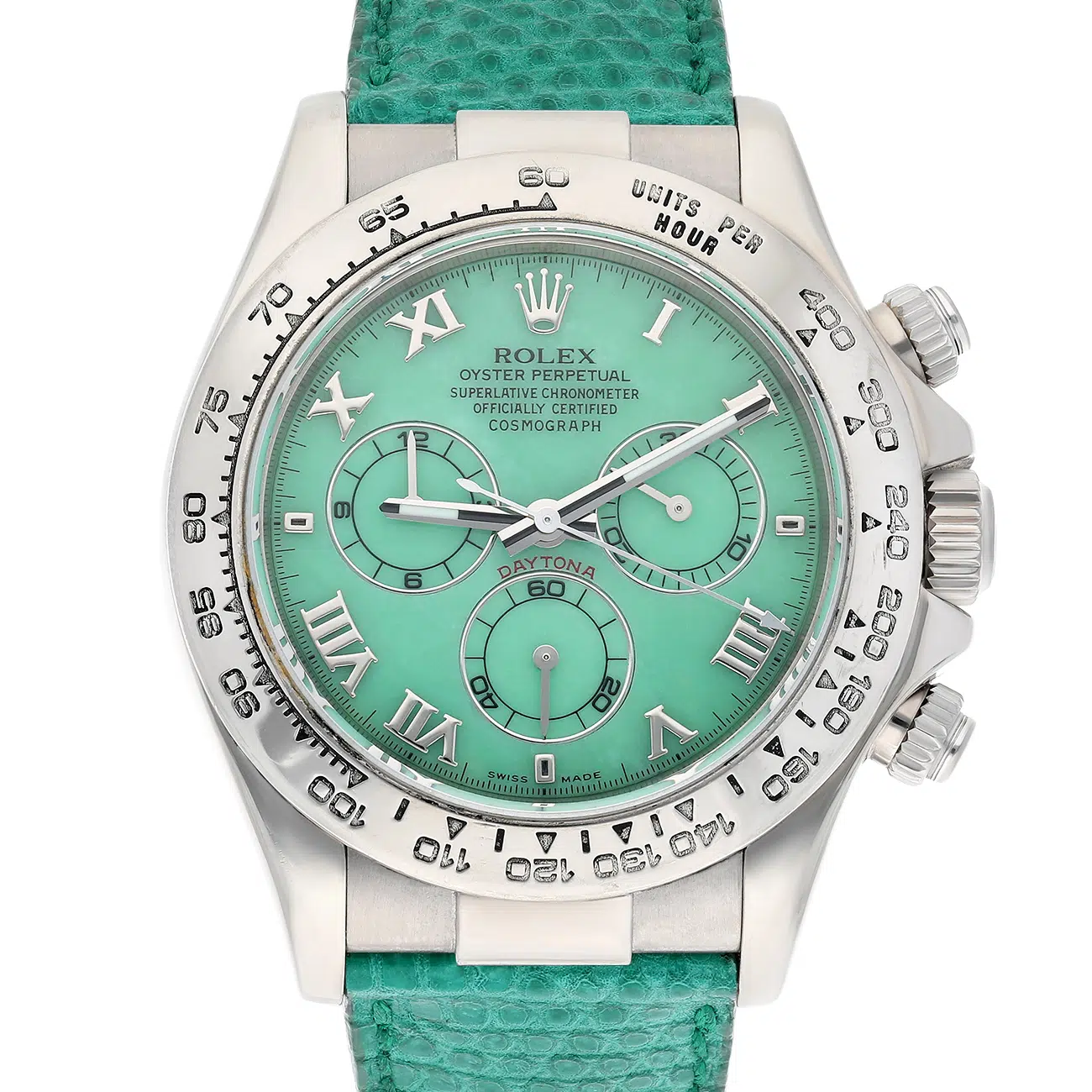 Rolex Cosmograph Daytona 116519 Green Dial Green Strap 18k White Gold Mens Watch – image 3