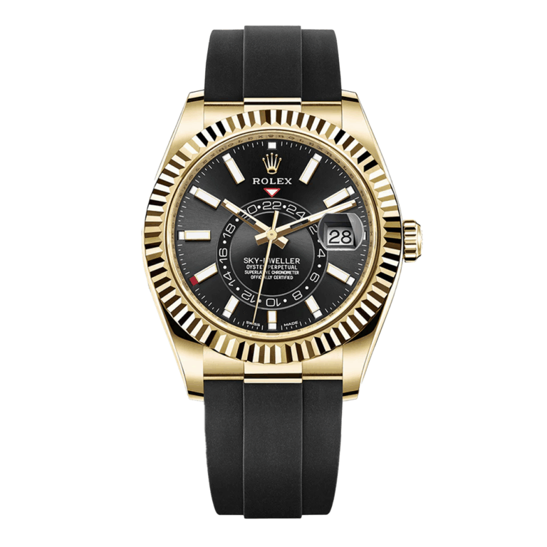 Rolex Sky-Dweller 326238 yellow gold watch, black dial, Oysterflex