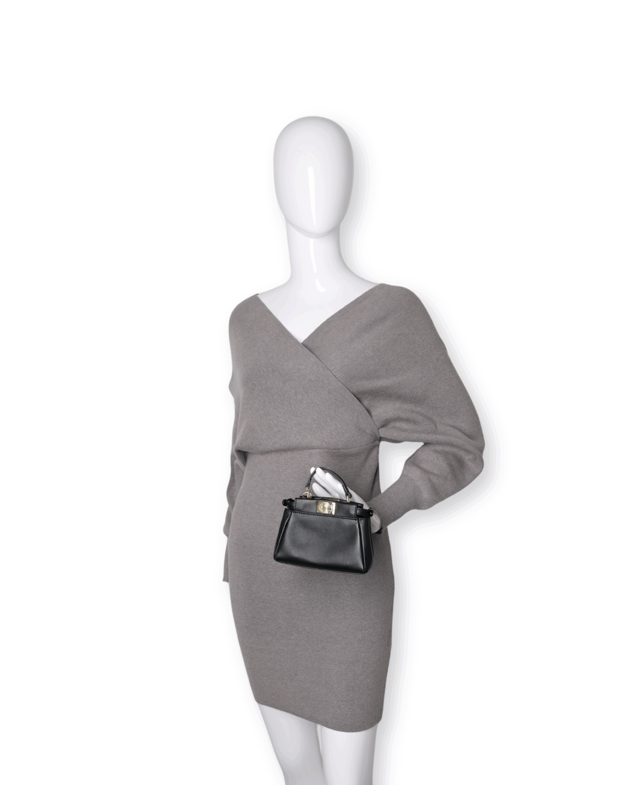 Fendi - Nappa Micro Peekaboo Iconic Satchel Black (Pre-Owned) - Image 2