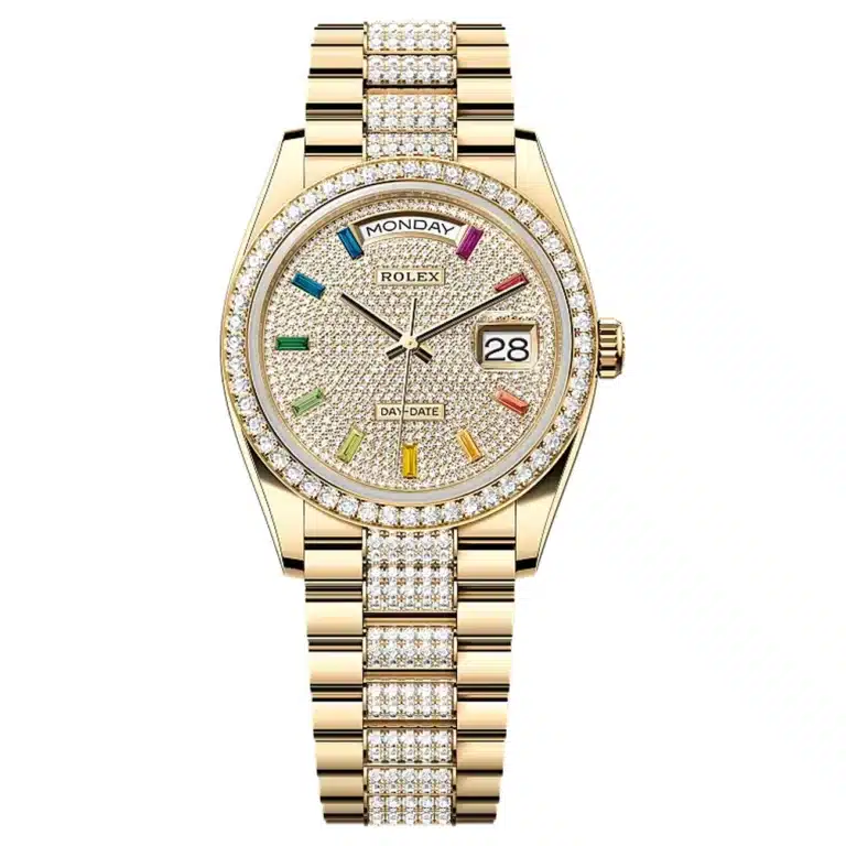 Rolex Day-Date 128348RBR-0031 Diamond-Paved Dial 36 MM President Bracelet
