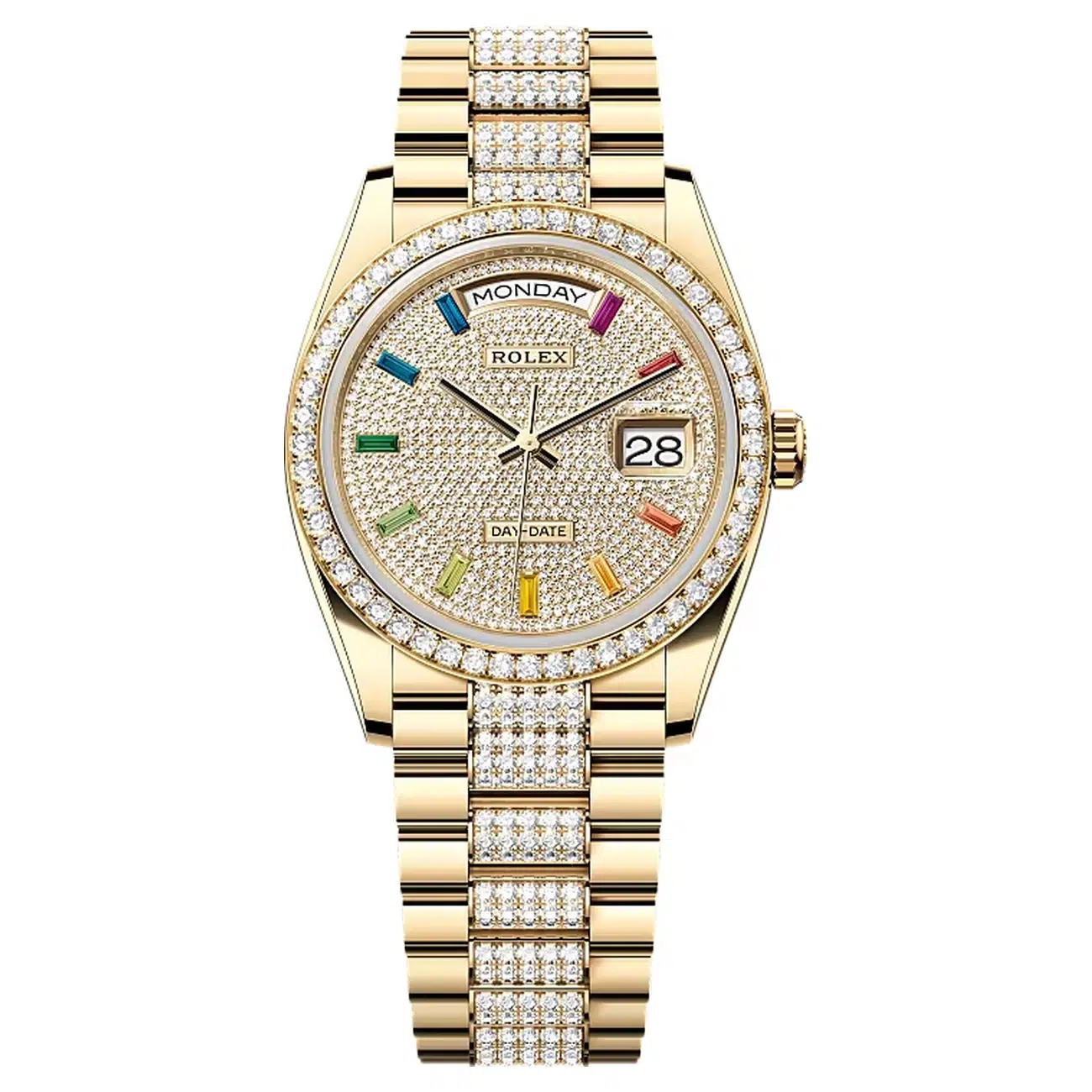 rolex-128348rbr-0031 Rolex Day-Date 128348RBR-0031 Diamond-Paved Dial 36 MM President Bracelet