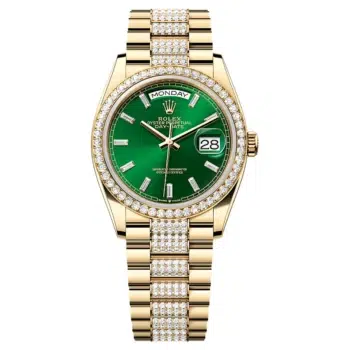 Rolex Day-Date 128348RBR-0079 Bright Green Dial 36 MM President Bracelet