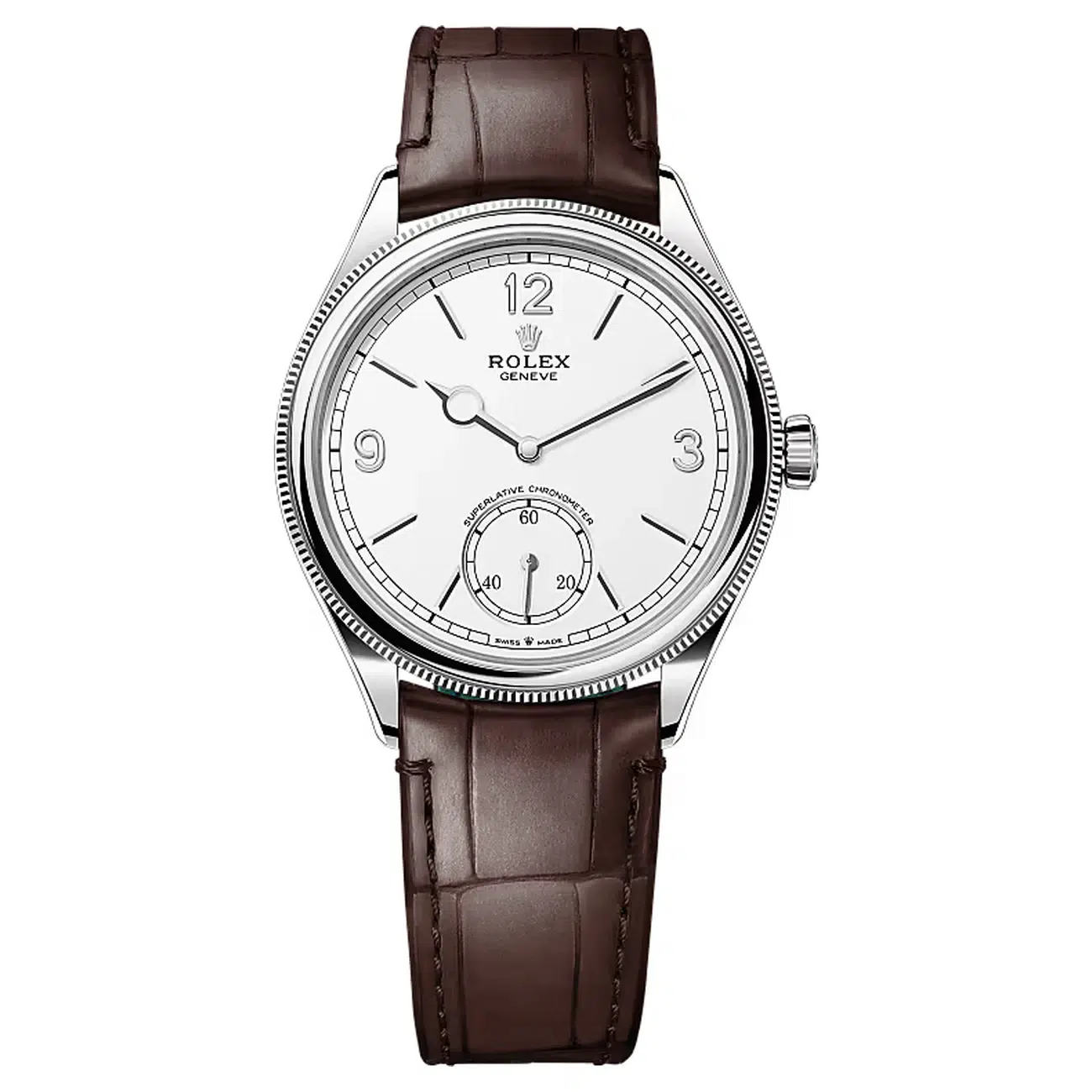 Rolex 1908 52509-0006 Intense White Dial 39 MM Leather Strap