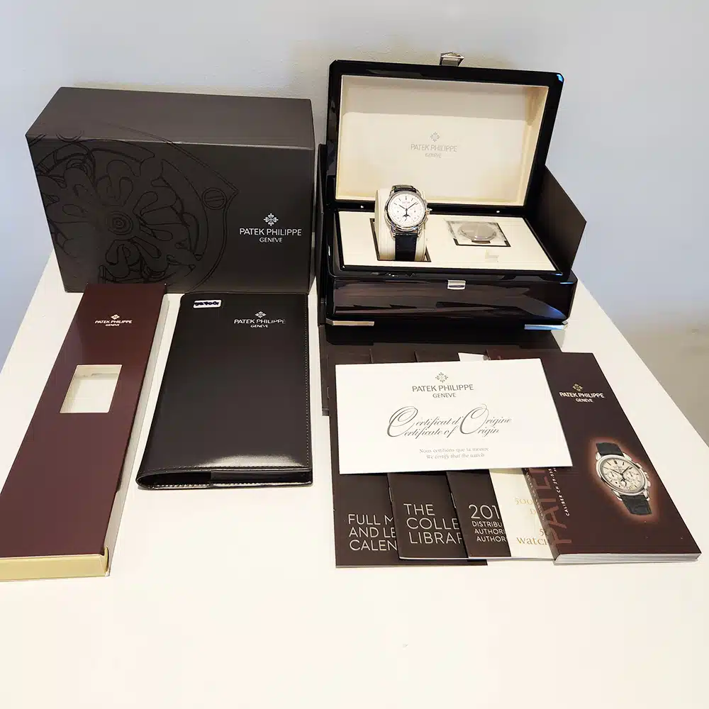Patek Philippe Grand Complications 5270G-013 41mm Chronograph Perpetual Calendar White Dial Leather Strap White Gold Watch – image 6