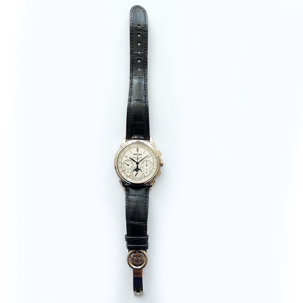 Patek Philippe Grand Complications 5270G-013 41mm Chronograph Perpetual Calendar White Dial Leather Strap White Gold Watch