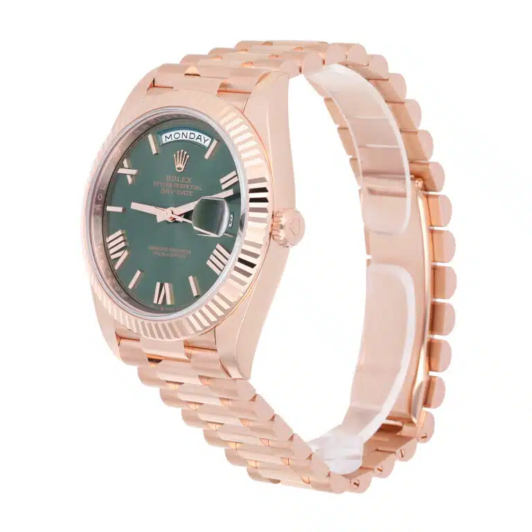 Rolex Day-Date 228235-0025 40 Fluted Bezel Green Bevelled Roman Dial President Bracelet Rose Gold Watch – image 5