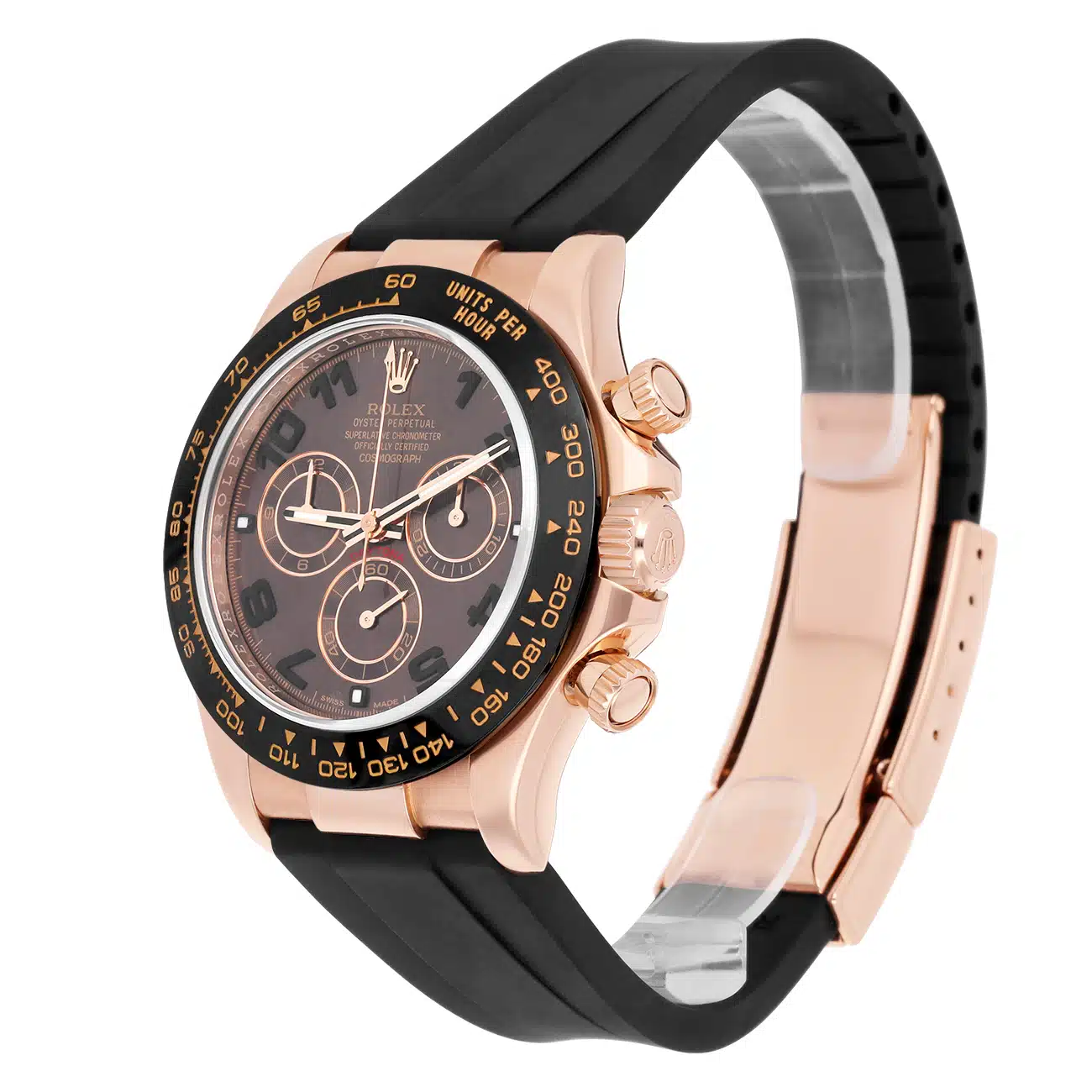 Rolex Cosmograph Daytona 116515ln-0015 40mm Chocolate Arabic Dial Black Rubber Strap Rose Gold Watch – image 6