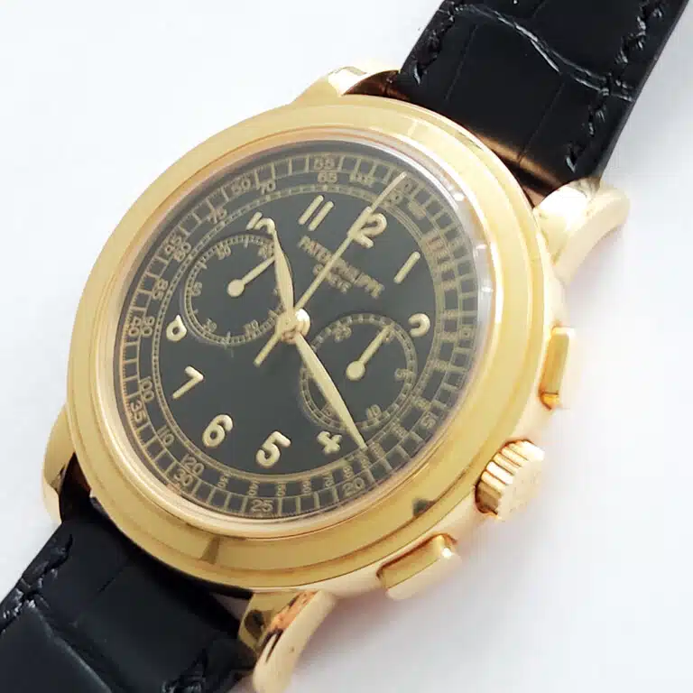 Patek Philippe Complications 5070J-001 42mm Black Dial Brown Strap Yellow Gold Watch – image 3