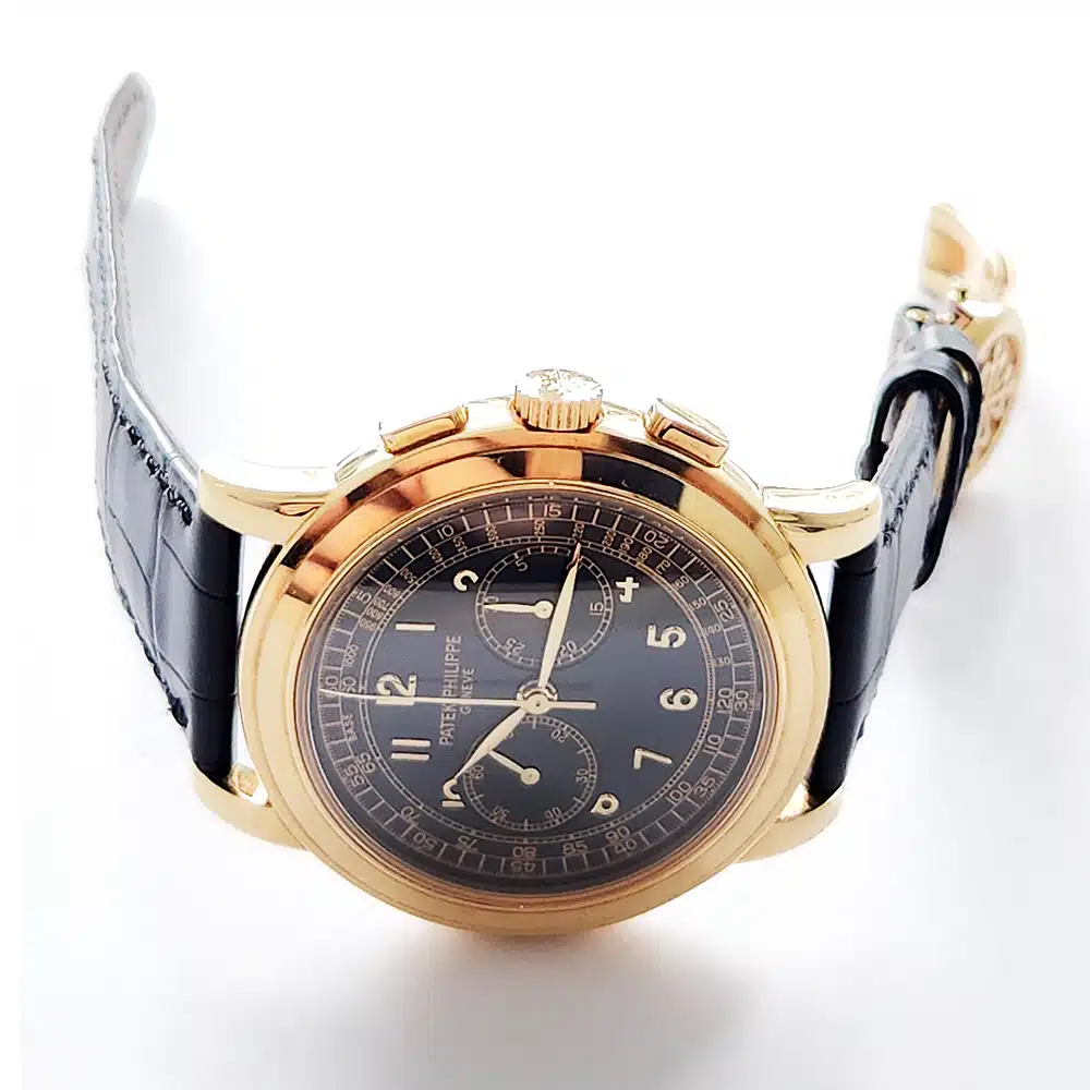 Patek Philippe Complications 5070J-001 42mm Black Dial Brown Strap Yellow Gold Watch – image 5