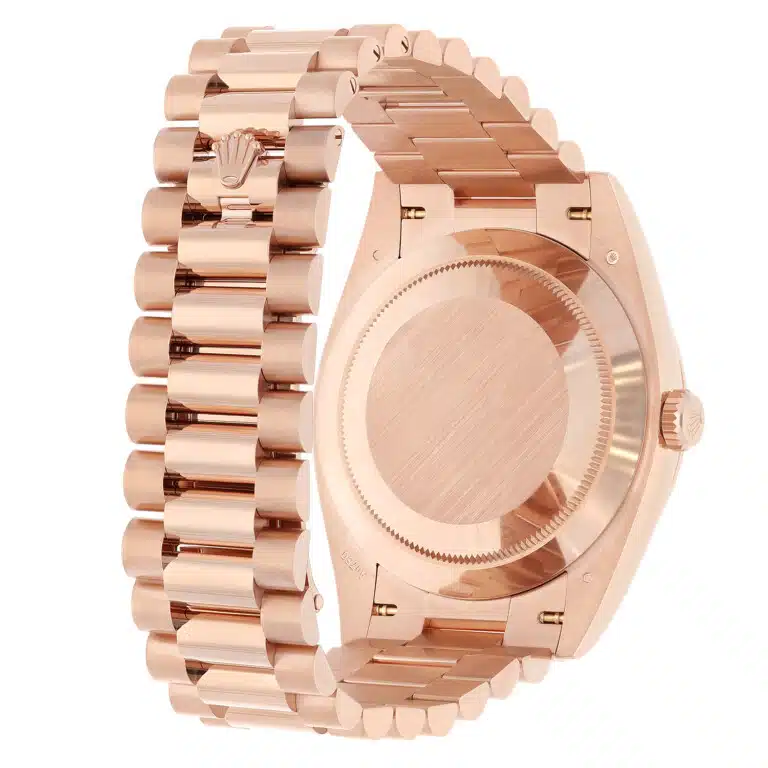 Rolex Day-Date 228235-0025 40 Fluted Bezel Green Bevelled Roman Dial President Bracelet Rose Gold Watch – image 9