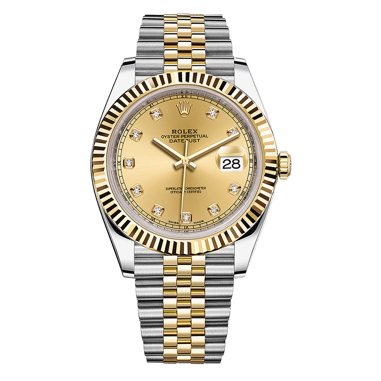 Rolex Datejust 126333 41 Fluted Bezel Champagne Diamond Dial Jubilee Bracelet Two Tone Watch - 2018