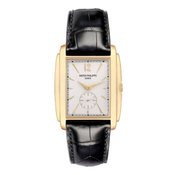 Patek Philippe Gondolo 5124J-001 Black Leather Silver Yellow Gold Dial Watch