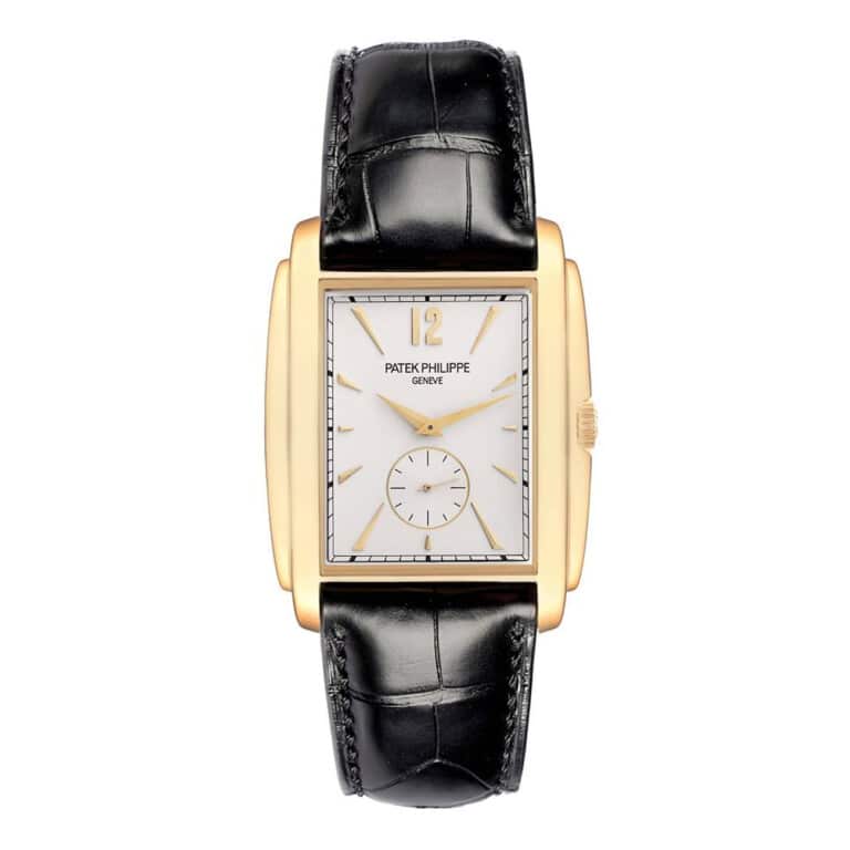 Patek Philippe Gondolo 5124J-001 Black Leather Silver Yellow Gold Dial Watch