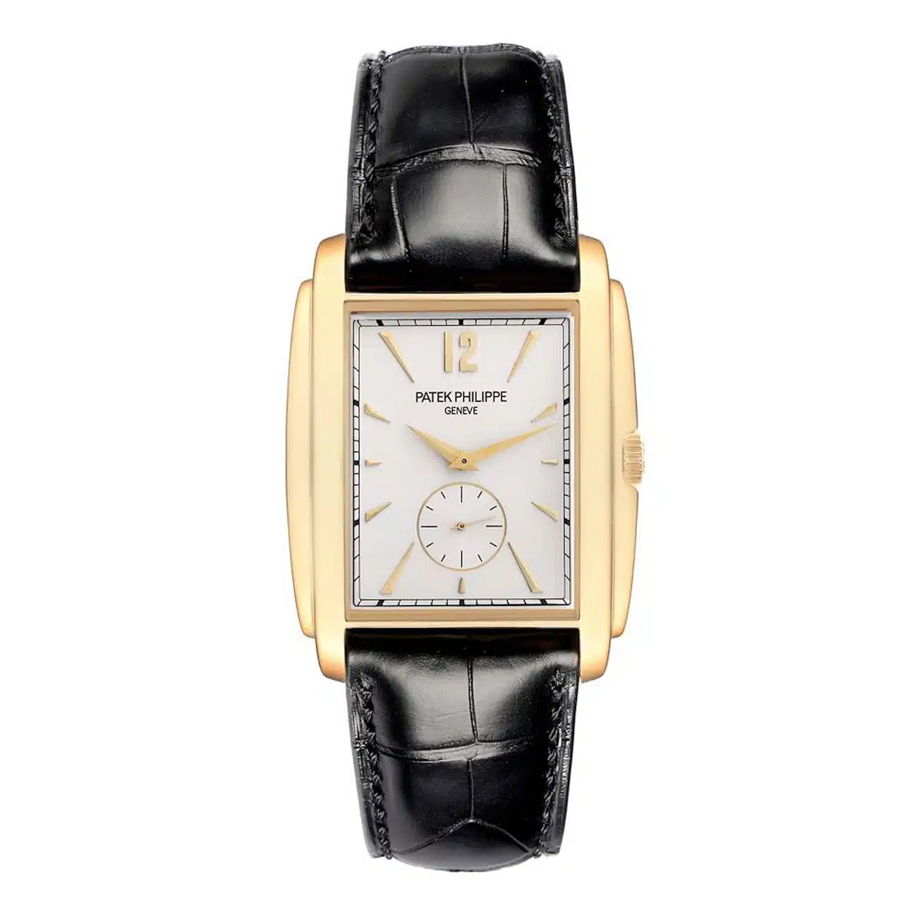 Patek Philippe Gondolo 5124J-001 Black Leather Silver Yellow Gold Dial Watch