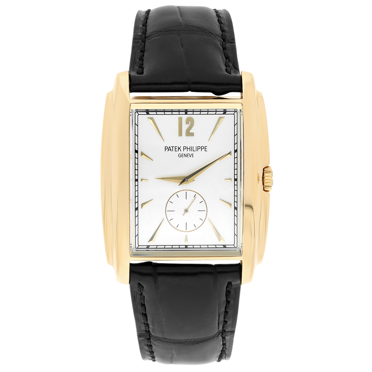 Patek Philippe Gondolo 5124J-001 Black Leather Silver Yellow Gold Dial Watch