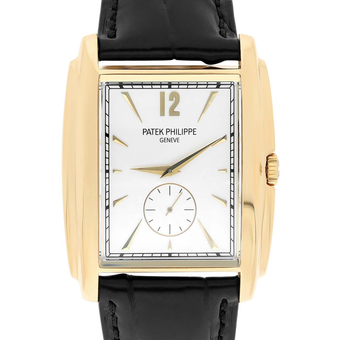 Patek Philippe Gondolo 5124J-001 Black Leather Silver Yellow Gold Dial Watch