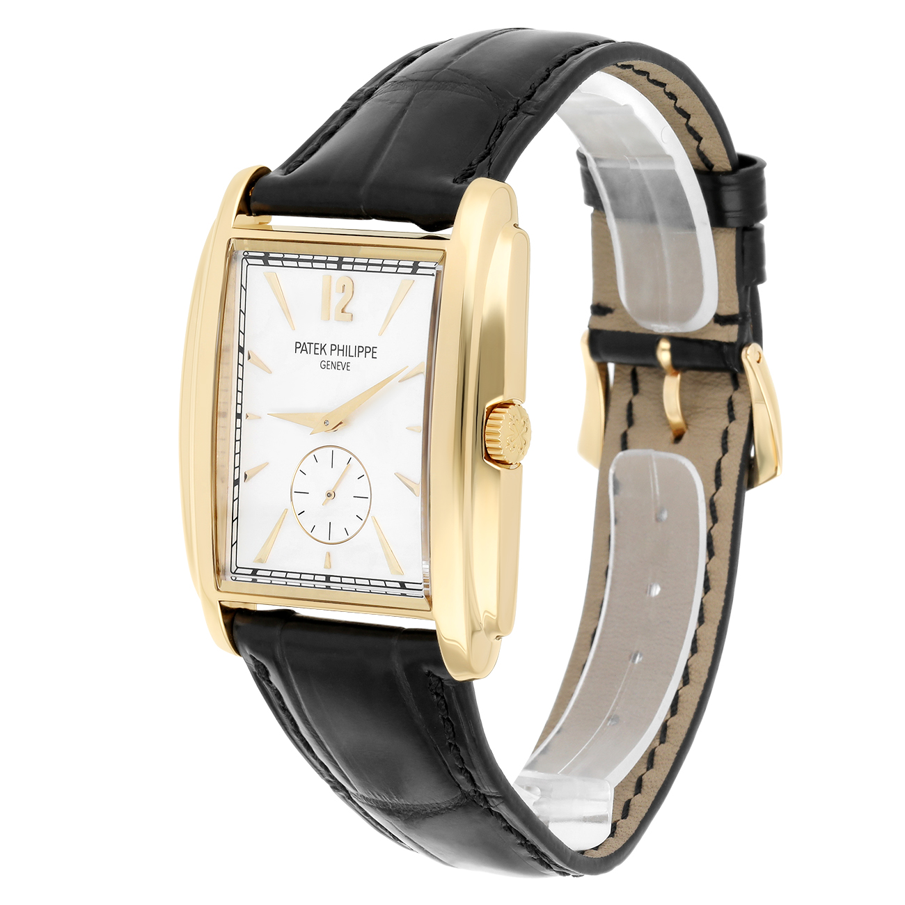 Patek Philippe Gondolo 5124J-001 Black Leather Silver Yellow Gold Dial Watch