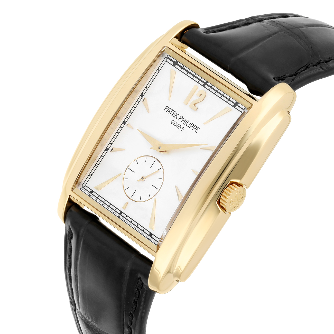 Patek Philippe Gondolo 5124J-001 Black Leather Silver Yellow Gold Dial Watch