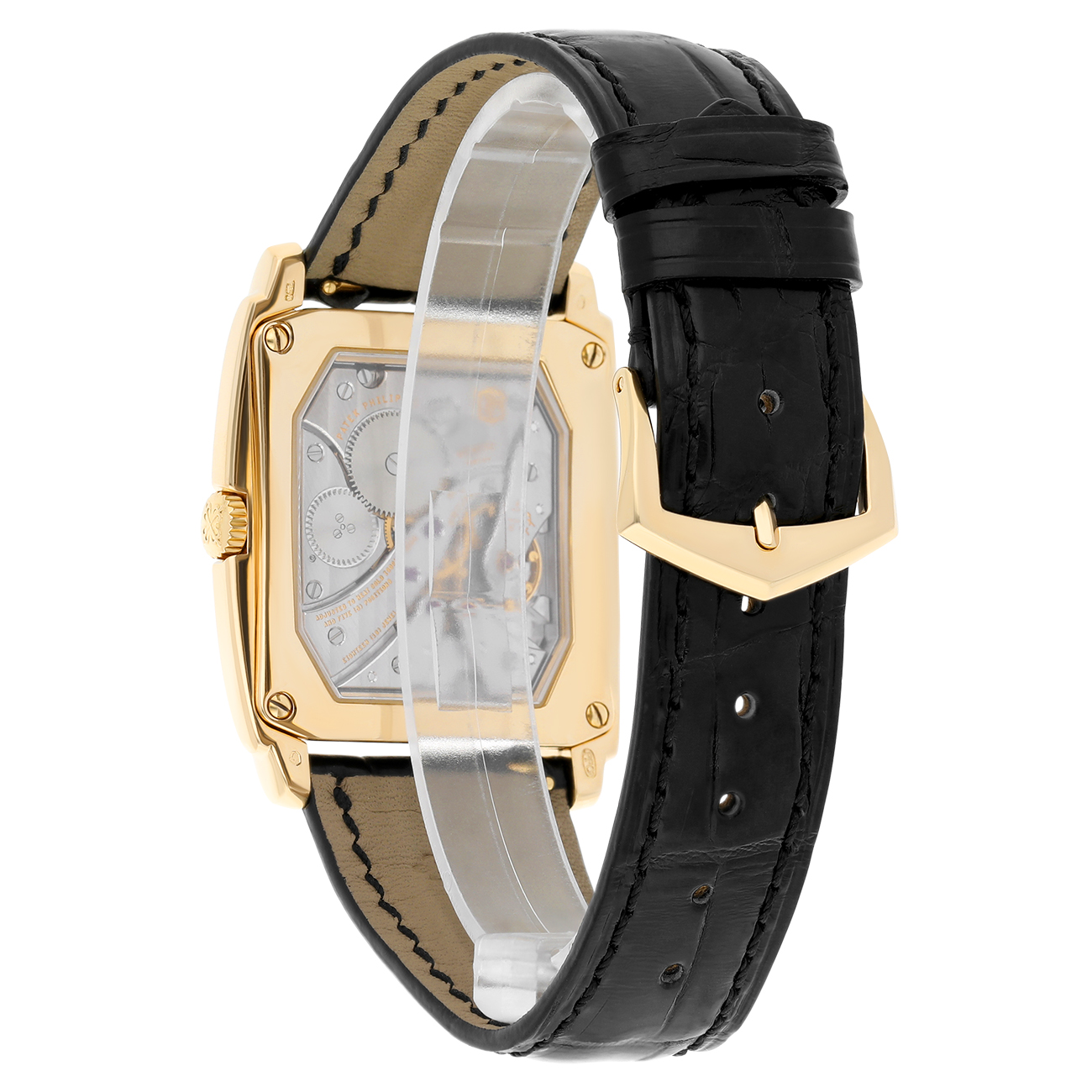 Patek Philippe Gondolo 5124J-001 Black Leather Silver Yellow Gold Dial Watch