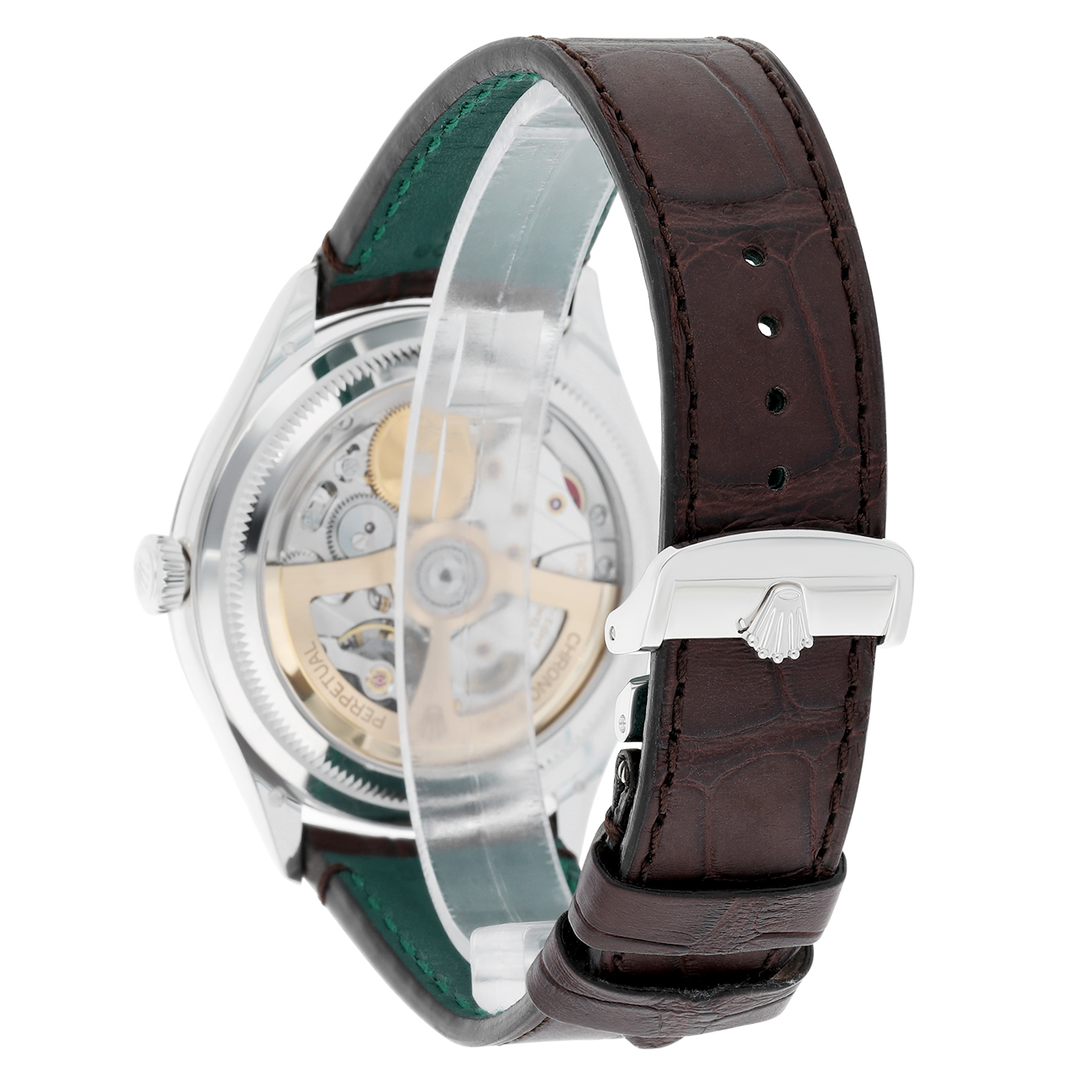 Rolex 1908 52506-0002 Ice Blue Dial Alligator Leather Strap Platinum Watch 2025