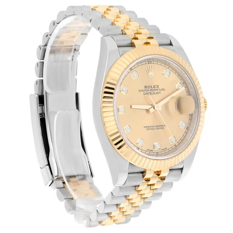 Rolex Datejust 126333 41 Fluted Bezel Champagne Diamond Dial Jubilee Bracelet Two Tone Watch – image 3