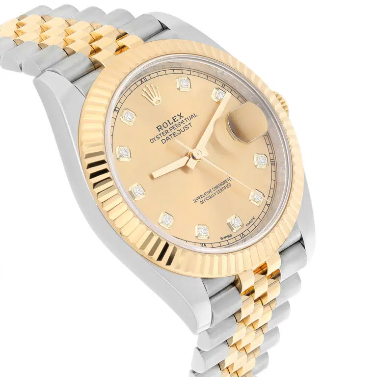 Rolex Datejust 126333 41 Fluted Bezel Champagne Diamond Dial Jubilee Bracelet Two Tone Watch – image 4