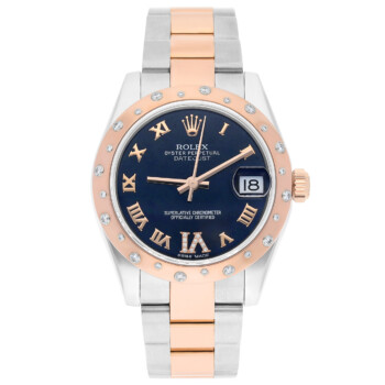 Rolex Ladies Datejust 178341 31mm Dark Blue Dial Scattered Diamond Bezel Oyster Band Steal/Rose Gold Watch – alternate view