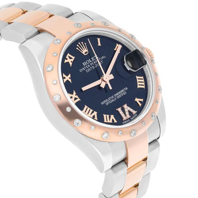 Rolex Ladies Datejust 178341 31mm Dark Blue Dial Scattered Diamond Bezel Oyster Band Steel/Rose Gold Watch – image 4